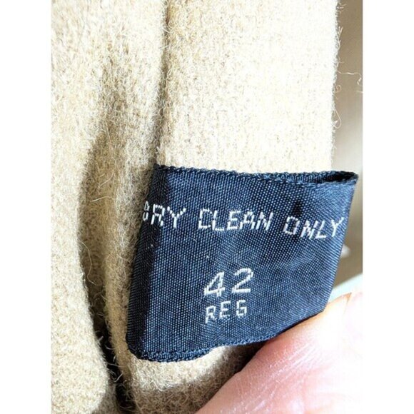 Vintage Oleg Cassini Men Tan Trench Coat 42R Removable Wool Lining Belted - Picture 13 of 16